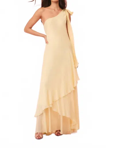 Loveshackfancy Alliara Chiffon One-shoulder Gown In Citron In Orange
