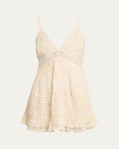 Loveshackfancy Alonna Floral Mini Dress In Yellow