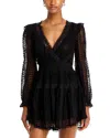 Loveshackfancy Kal Lace Trim Long Sleeve Minidress In Black