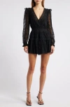 Loveshackfancy Kal Lace Trim Long Sleeve Minidress In Black