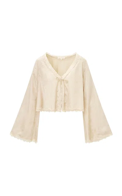 Loveshackfancy Aloria Solid Jacquard Top In Neutral