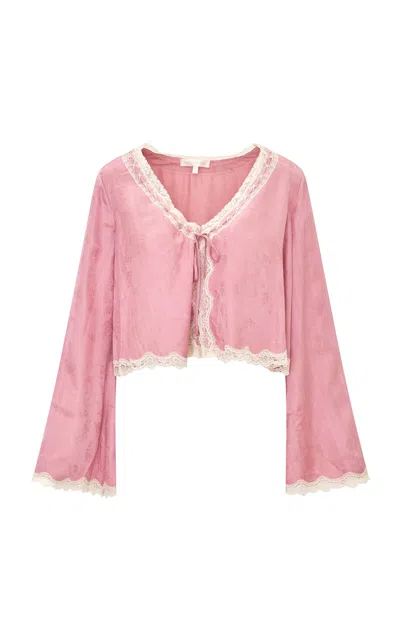Loveshackfancy Aloria Solid Jacquard Top In Pink