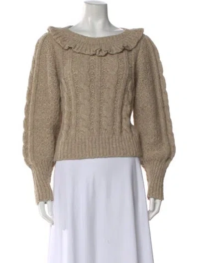 Pre-owned Loveshackfancy Alpaca Bateau Neckline Sweater In Gold