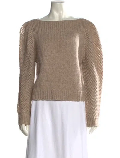 Pre-owned Loveshackfancy Alpaca Bateau Neckline Sweater In Neutral