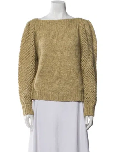 Pre-owned Loveshackfancy Alpaca Bateau Neckline Sweater In Neutral