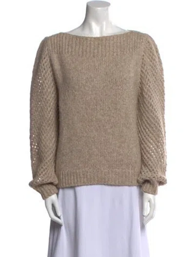 Pre-owned Loveshackfancy Alpaca Bateau Neckline Sweater In Neutral