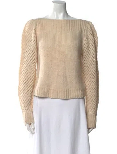 Pre-owned Loveshackfancy Alpaca Bateau Neckline Sweater In Neutral