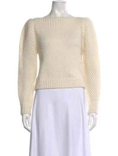 Pre-owned Loveshackfancy Alpaca Bateau Neckline Sweater In Neutral