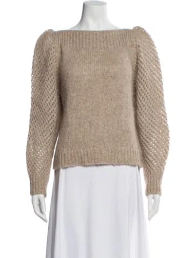 Pre-owned Loveshackfancy Alpaca Bateau Neckline Sweater In Neutral