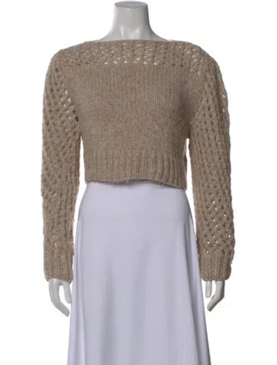 Pre-owned Loveshackfancy Alpaca Bateau Neckline Sweater In Neutral