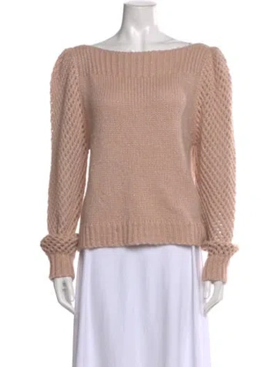 Pre-owned Loveshackfancy Alpaca Bateau Neckline Sweater In Pink