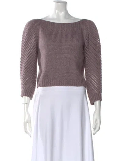 Pre-owned Loveshackfancy Alpaca Bateau Neckline Sweater In Purple