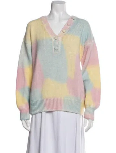 Pre-owned Loveshackfancy Alpaca Colorblock Pattern Sweater In Multicolor