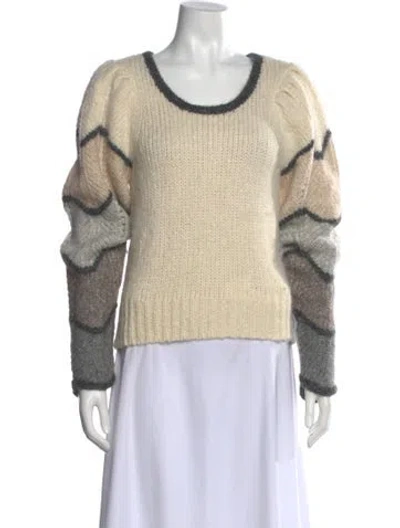 Pre-owned Loveshackfancy Alpaca Colorblock Pattern Sweater In Neutral