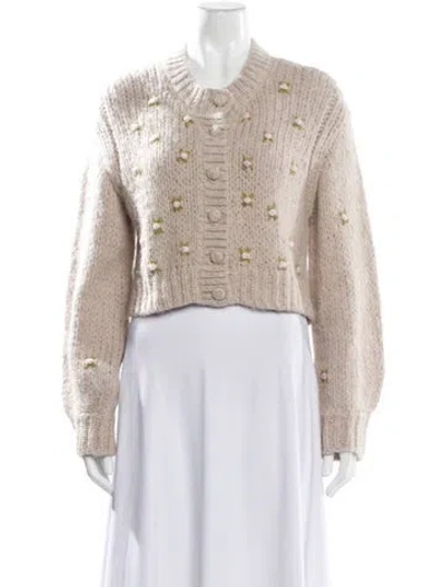 Pre-owned Loveshackfancy Alpaca Crew Neck Sweater In Neutral