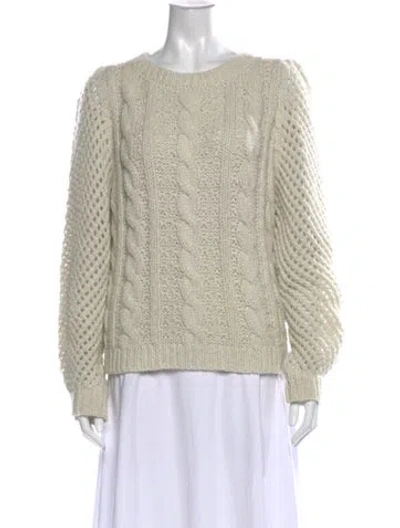 Pre-owned Loveshackfancy Alpaca Crew Neck Sweater In Neutrals