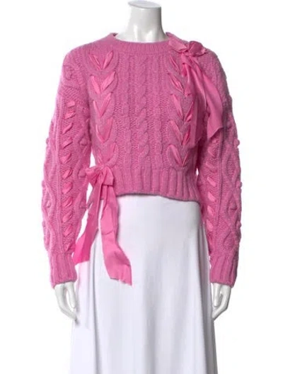 Pre-owned Loveshackfancy Alpaca Crew Neck Sweater In Pink