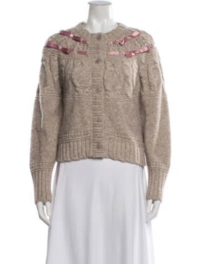 Pre-owned Loveshackfancy Alpaca Crew Neck Sweater W/ Tags In Brown