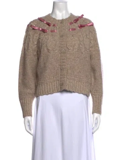 Pre-owned Loveshackfancy Alpaca Crew Neck Sweater W/ Tags In Metallic/neutrals