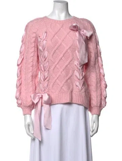 Pre-owned Loveshackfancy Alpaca Crew Neck Sweater W/ Tags In Pink