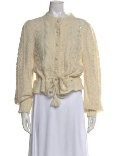 Pre-owned Loveshackfancy Alpaca Crew Neck Sweater In White