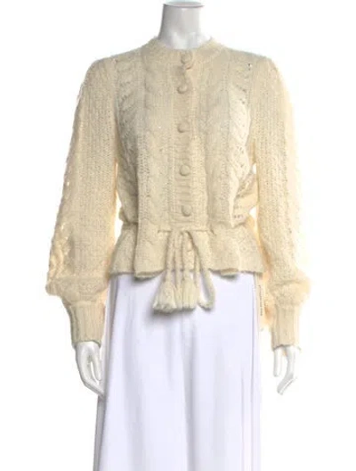 Pre-owned Loveshackfancy Alpaca Crew Neck Sweater In White