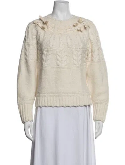 Pre-owned Loveshackfancy Alpaca Crew Neck Sweater In White