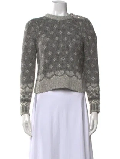 Pre-owned Loveshackfancy Alpaca Floral Print Sweater In Grey