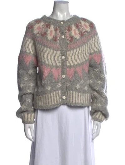Pre-owned Loveshackfancy Alpaca Floral Print Sweater In Multi