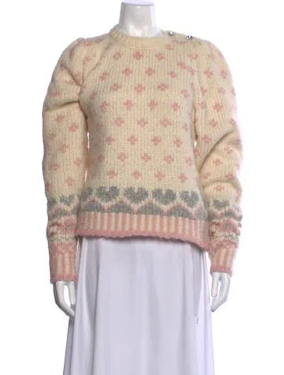 Pre-owned Loveshackfancy Alpaca Floral Print Sweater In Neutral