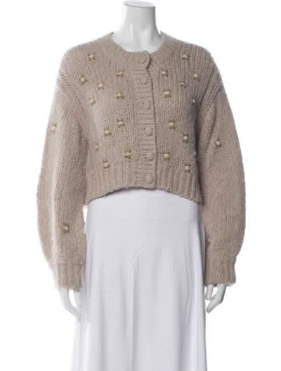 Pre-owned Loveshackfancy Alpaca Floral Print Sweater In Neutral