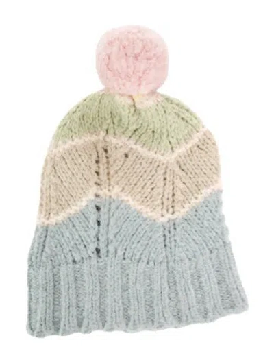 Pre-owned Loveshackfancy Alpaca Knitted Beanie In Blue