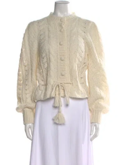 Pre-owned Loveshackfancy Alpaca Mock Neck Sweater In Neutral