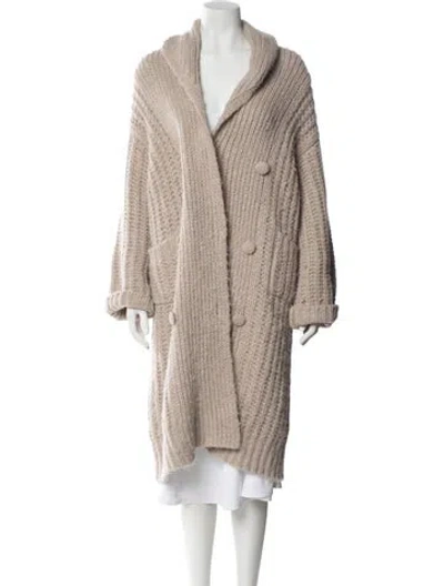 Pre-owned Loveshackfancy Alpaca Open Front Sweater In Neutral