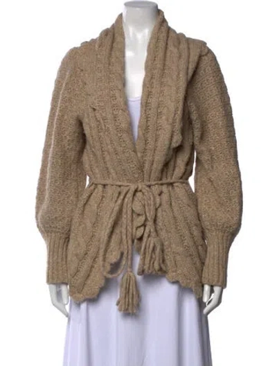 Pre-owned Loveshackfancy Alpaca Open Front Sweater In Neutrals