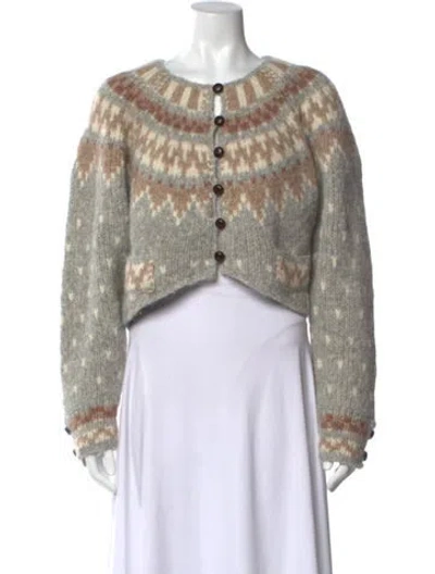 Pre-owned Loveshackfancy Alpaca Patterned Sweater In Gray