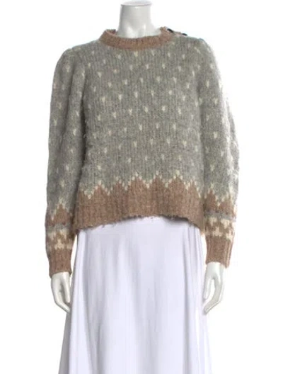 Pre-owned Loveshackfancy Alpaca Patterned Sweater In Gray
