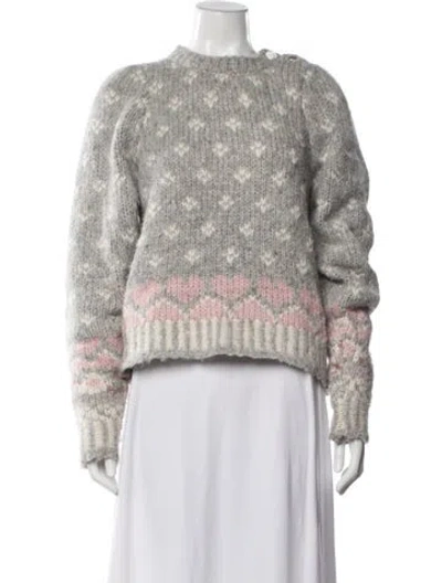 Pre-owned Loveshackfancy Alpaca Patterned Sweater In Gray