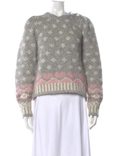Pre-owned Loveshackfancy Alpaca Patterned Sweater In Grey