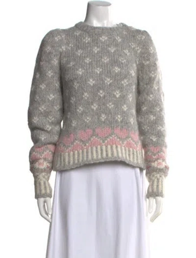 Pre-owned Loveshackfancy Alpaca Patterned Sweater In Grey
