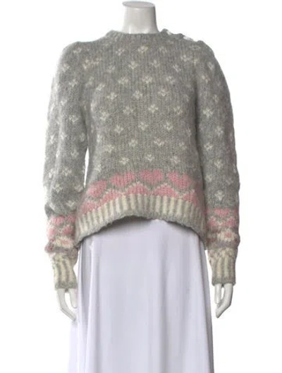 Pre-owned Loveshackfancy Alpaca Patterned Sweater In Grey
