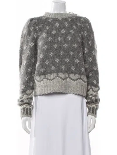 Pre-owned Loveshackfancy Alpaca Patterned Sweater In Grey