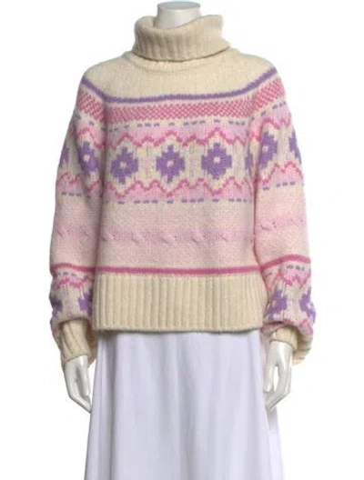 Pre-owned Loveshackfancy Alpaca Patterned Sweater In Neutrals