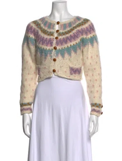 Pre-owned Loveshackfancy Alpaca Patterned Sweater In Neutrals/pink