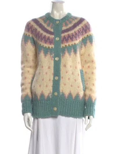 Pre-owned Loveshackfancy Alpaca Printed Sweater In Blue