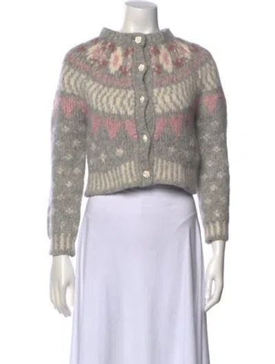 Pre-owned Loveshackfancy Alpaca Printed Sweater In Gray