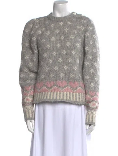 Pre-owned Loveshackfancy Alpaca Printed Sweater In Gray