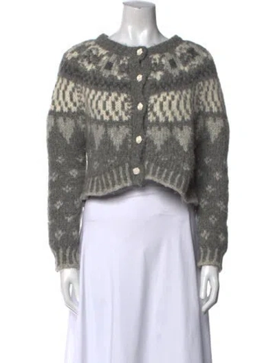 Pre-owned Loveshackfancy Alpaca Printed Sweater In Gray