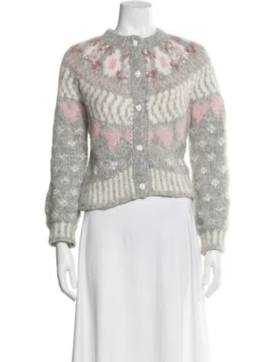 Pre-owned Loveshackfancy Alpaca Printed Sweater In Gray