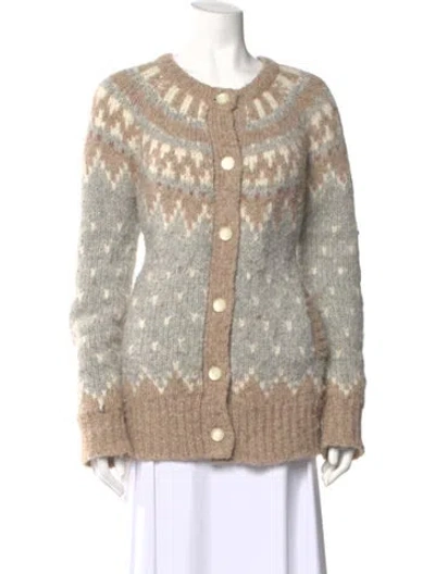 Pre-owned Loveshackfancy Alpaca Printed Sweater In Gray